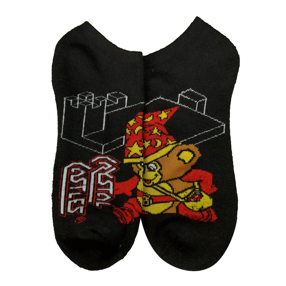 Atari Crystal Castles Socks Knit Jacquard Retro Gaming Adult Black New‎